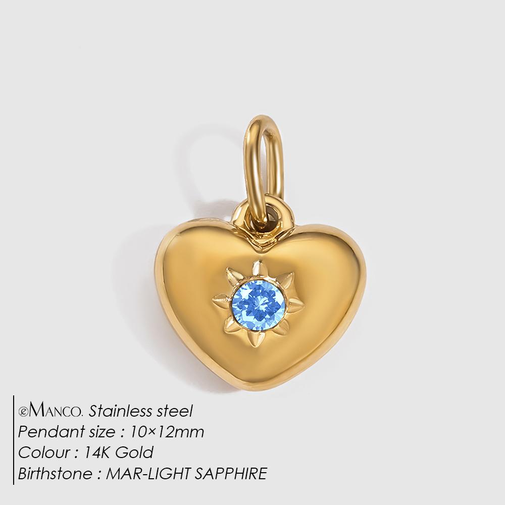 eManco Stainless Steel Heart Charm Valentine's Day Charms Multicolor Birthstone Pendants for Girl Sweet Jewelry Making