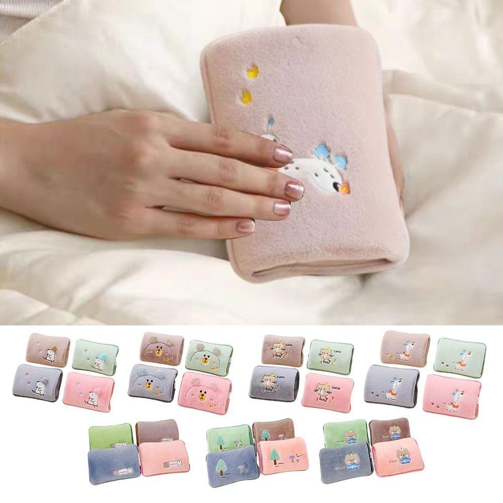 Flannelette Electric Hot Water Bottle Cartoon Pattern Hand Compress Heat Pack  for Home Office