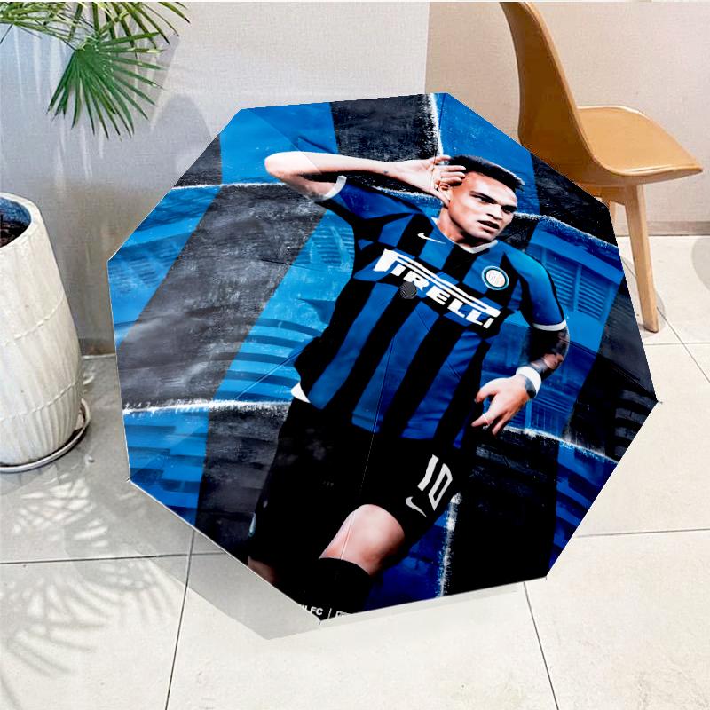 Inter Milan Star Lautaro Automatic Folding Umbrella - 8-Rib Travel Umbrella with Auto Open/Close & Portable, Gift for Christmas, Birthdays