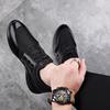 2025 New Leather Men's Shoes Soft Sole Heightened 8CM Youth Leather Shoes Mesh Breathable Extra Large Size Casual Elastic Shoes