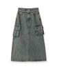 AVANDRESS Harper Tassel Pocket Denim Long Skirt Yellow Blue