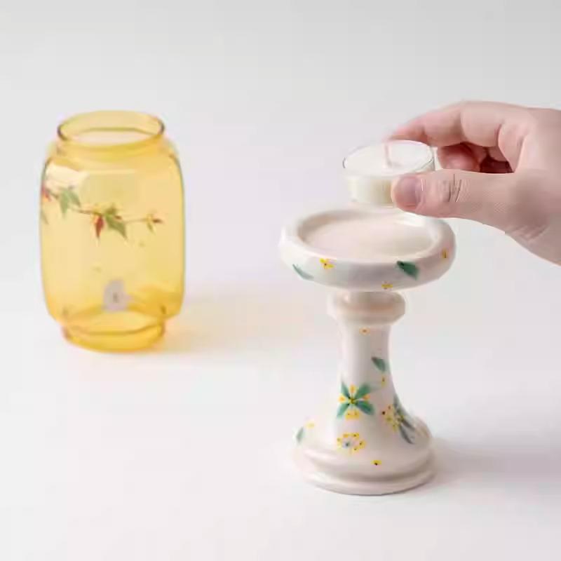 Keramik Kerzenständer Eleganter Ästhetischer Kerzenhalter Luxuriöser Haushalt Duftende Aromakerzen Tischdekoration Zubehör