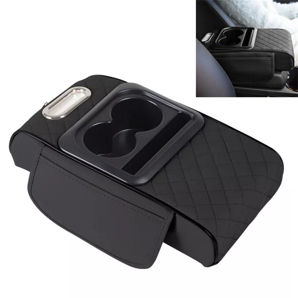 Car Armrest Cushion 5-In-1 Center Console Cover With Cup Holder Tissue Box Slot