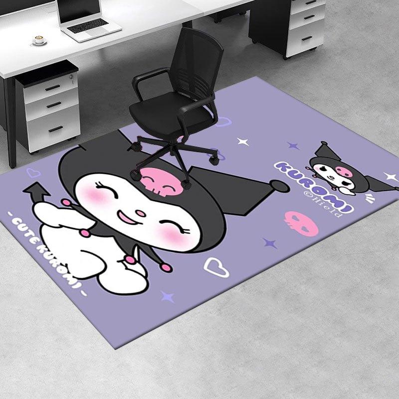 1pc Sanrio Kuromi Mermaid Printed Office Carpet Rectangle Rug Under The Table,Perfect Room Decor for Living Room, Bedroom, Kitchen, Non-slip Floor Mat