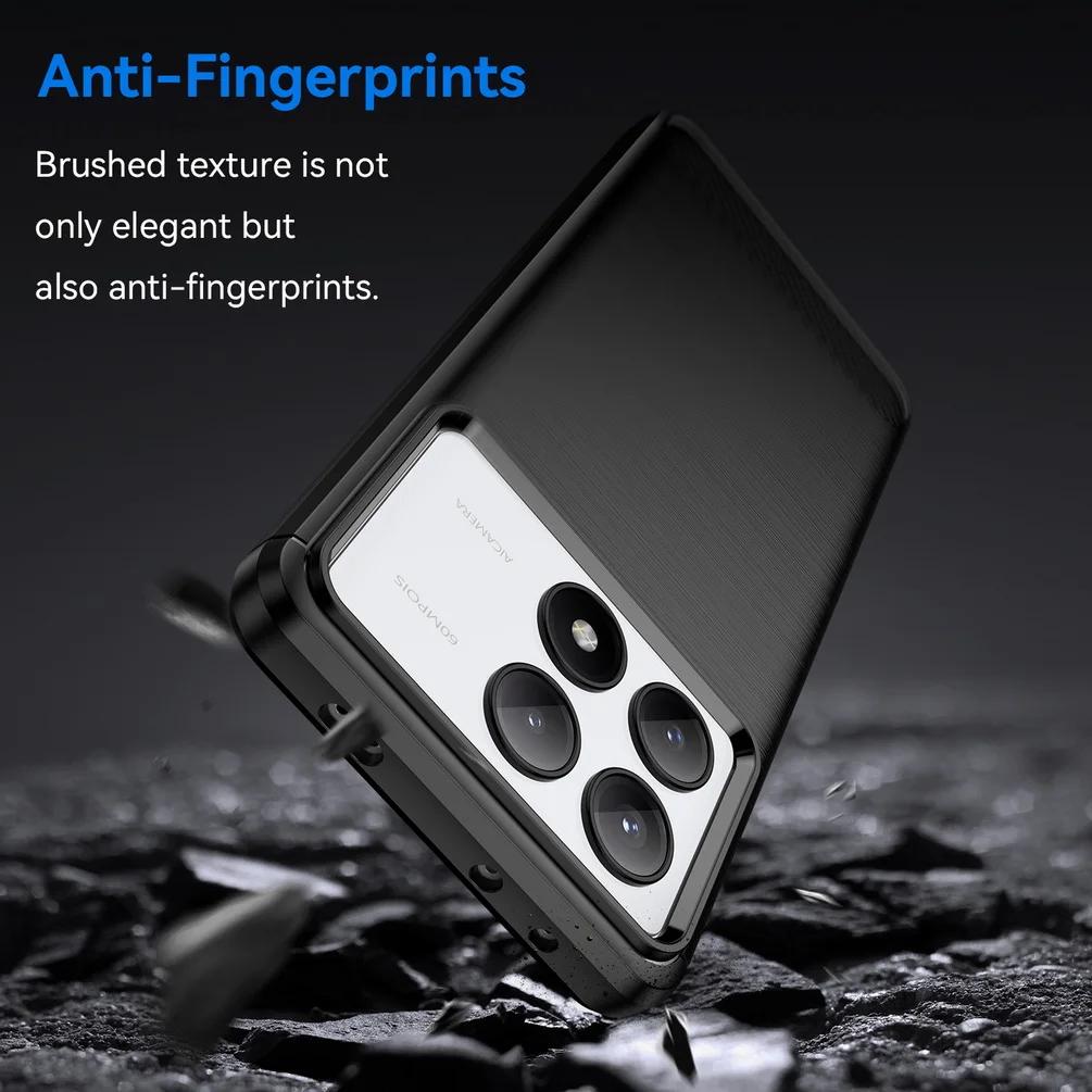 עבור Xiaomi Poco X6 PocoX6 Pro Case Armor סיבי פחמן TPU רך סיליקון כיסוי מאחור לטלפון כיסוי נרתיק