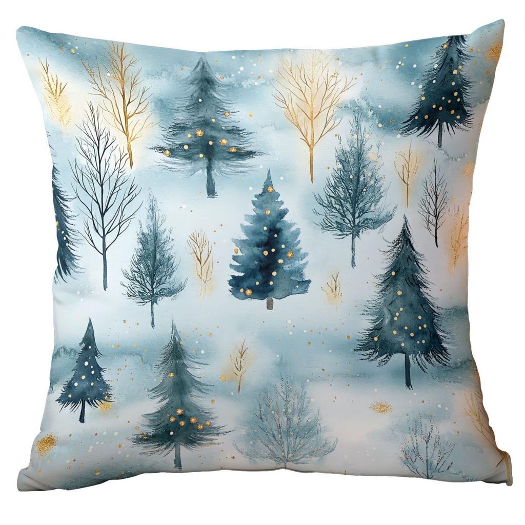 Neuer Weihnachts-Kissenbezug Zuhause Weihnachtsdekoration Kissen Blau Weihnachtskugeln Kiefer Schnee Szene