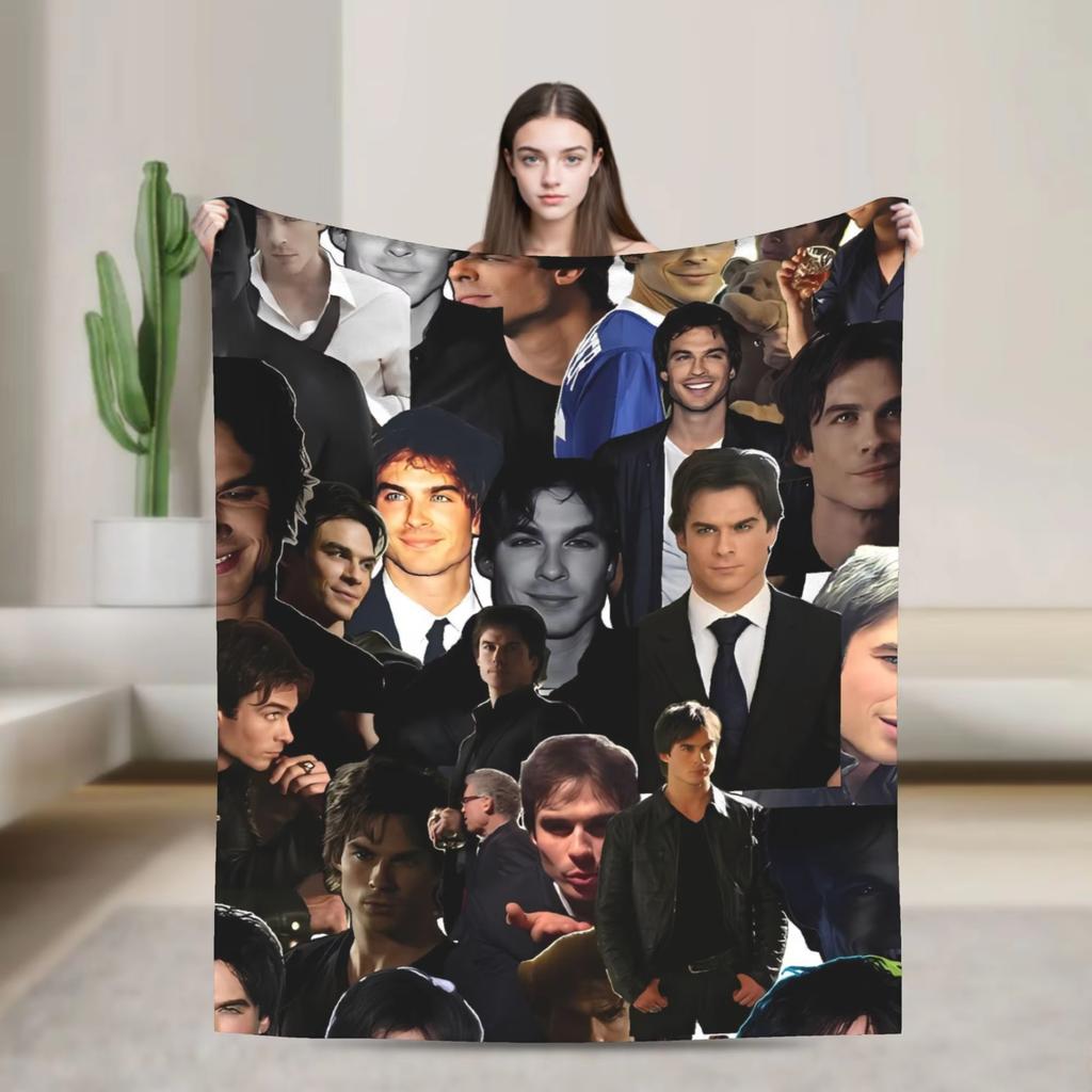 The flannel blanket from the TV series "The Vampire Diaries" is suitable for sofas living rooms offices bedrooms and travel