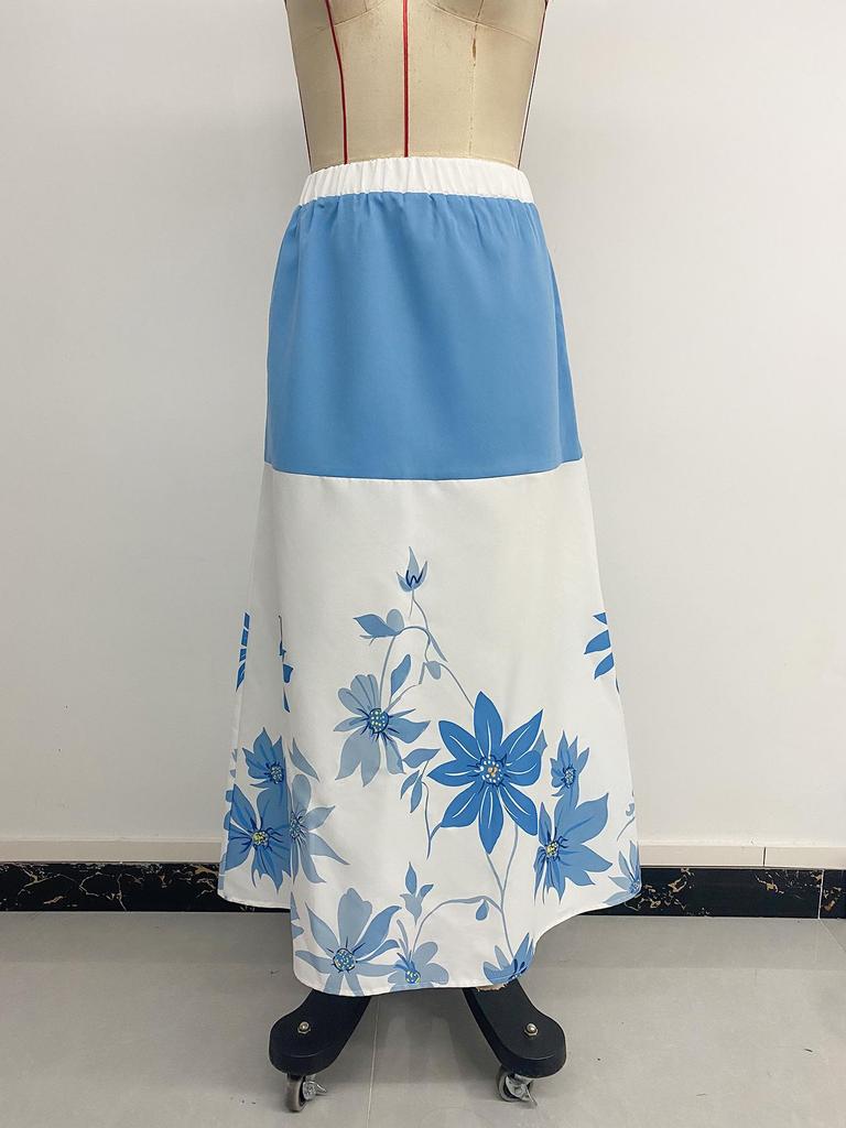 Summer 2026 High Waist A-Line Color Block Skirt for Women