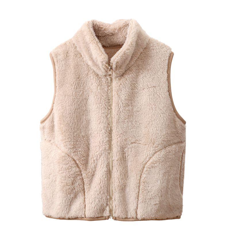 

4-12 лет Детский плюшевый жилет Зимнее теплое пальто без рукавов на молнии 150