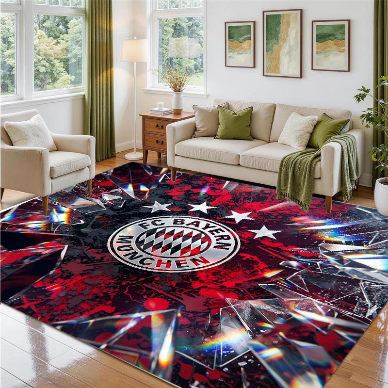 Bayern Munich Design Crystal Velvet Rug Soft Decorative Mat for Bedroom Entrance