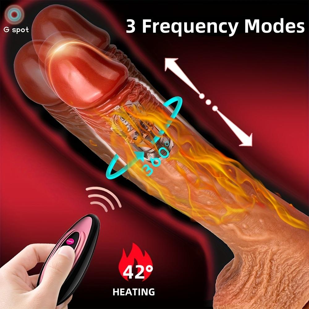 8.6-Inch Heated Vibrating Realistic Dildos – Dual Silicone Vaginal & Anal G-Spot Massagers with Suction Cup, Hands-Free Sex Toys for Women & Couples
