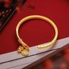 Golden Fu Character Longevity Pendant Bracelet: Imitation Sand Gold Bangle