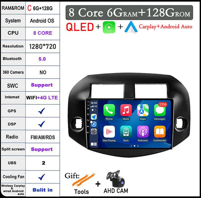 10 Inch IPS/QLED For Toyota RAV4 RAV 4 2005 - 2013 Car Radio Multimedia Video Player Auto Audio Stereo GPS Carplay