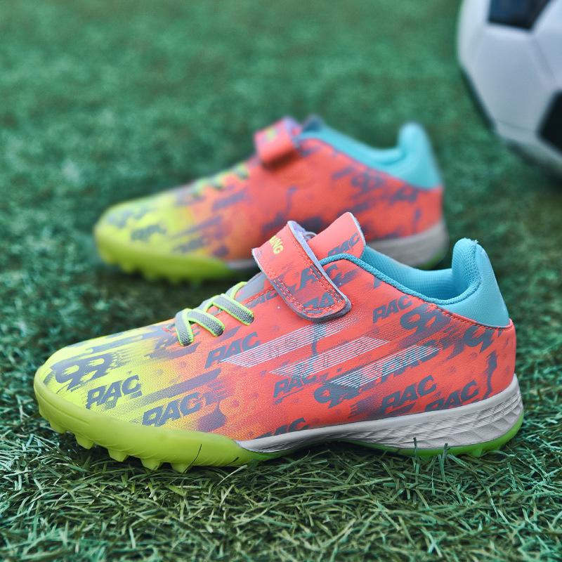 

YF6195 Children s Soccer Shoes With Low Cut Colorful Leather Surface Broken Nail Flat Bottom Sports Training Grass 33