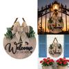 Rural Themed Welcome Door Hanging Wreath Handmade Wood Sign For Patios Front Yard Decors 33cm In Diameter