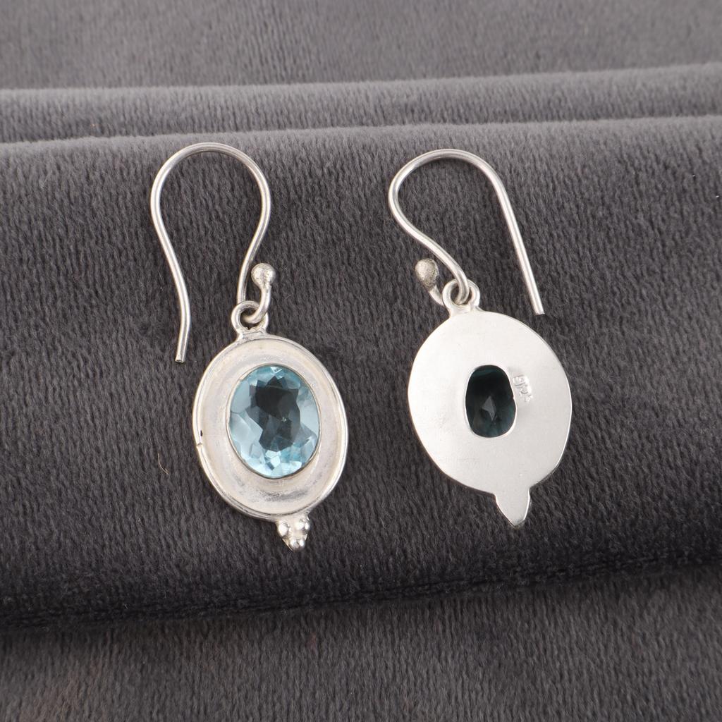 Wonderful Sky Blue Topaz Gemstone Jewelry, 925 Sterling Silver Earrings, Handmade Silver Earrings, Women's Earring For Gift
