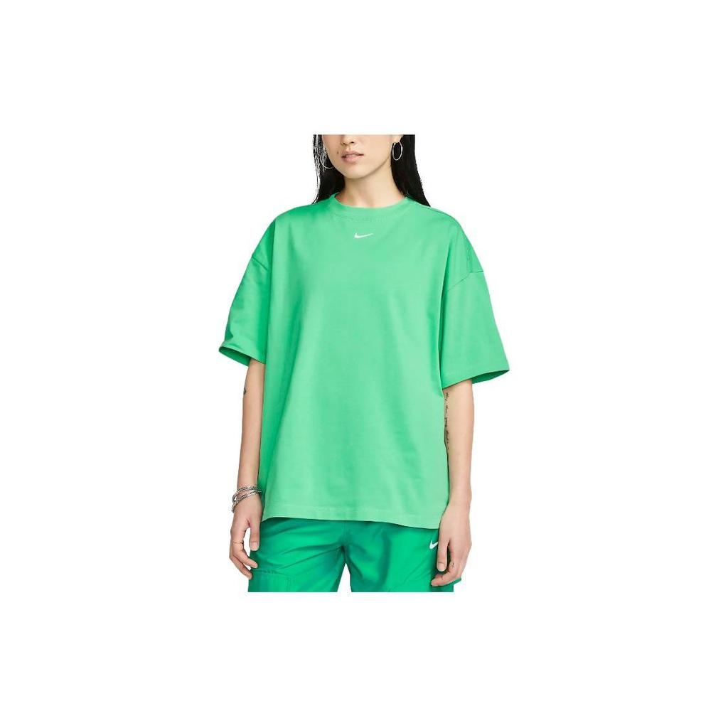 Nike Sportswear Essential Oversized Solid Color Crew Neck Short Sleeve T-Shirt Women Tops Green DX7911-363