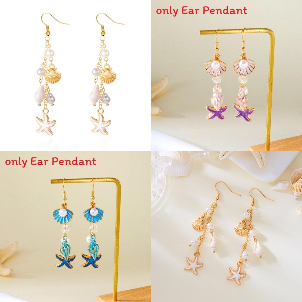 Natural Shell Alloy Earrings With Electroplating For Trendy Beach Party Accessories