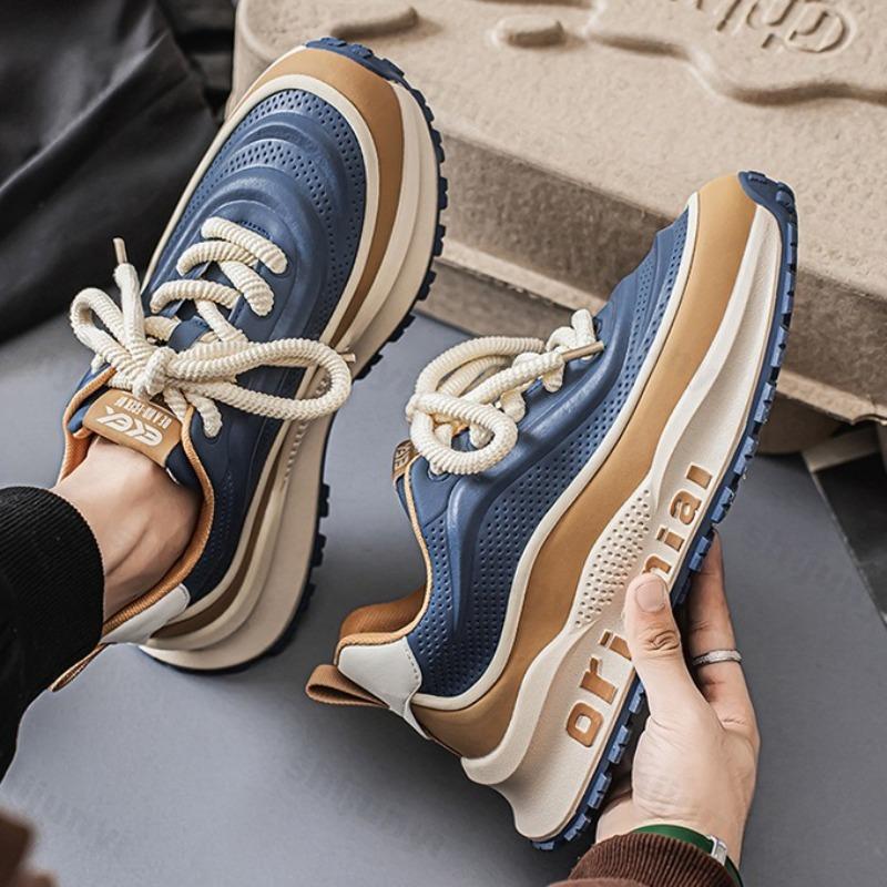 Men Vintage Low Top Thick Soled Casual Sneakers Fashion Comfort Platform Sneakers for Men Color Blocked Men Shoes Zapatos Hombre