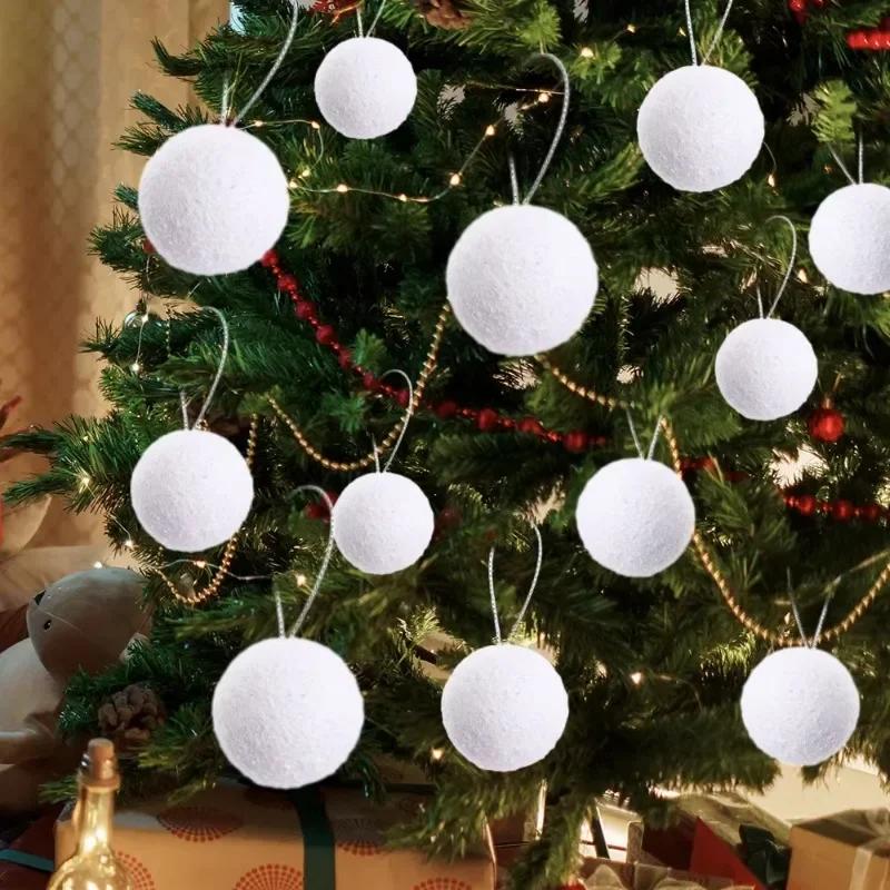 54/6PCS White Foam Christmas Balls for Xmas Tree Hanging Ball Ornaments Pendants for Wedding New Year Party Home Decor Supplies