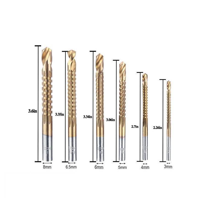 6pcs/lots 3-8mm Titanium Coated HSS Drill Bit Electric Drill Plastic Metal Hole Grooving Drill Salw Carpenter Woodworking Tools