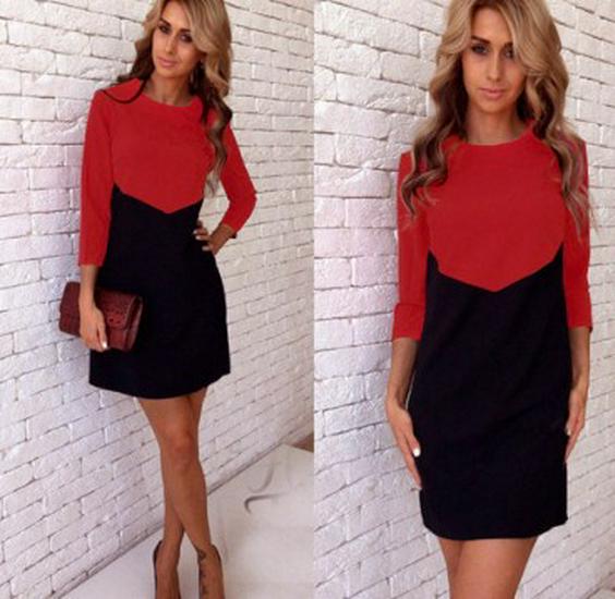 

В наличии! Весеннее повседневное платье в стиле колор-блок для женщин Extra Large