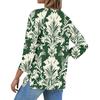 Ladies Casual Fashion V-neck Loose Versatile Floral Print Three-quarter Sleeves