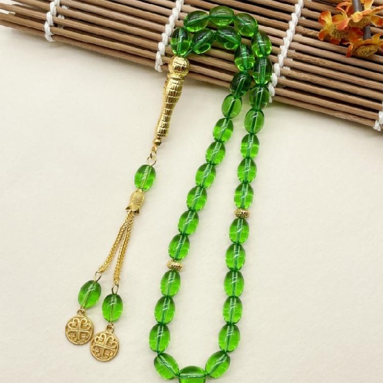 Trendy Golden Color Glass Bracelet Oval Beads Sustainable Option Everyday Accessory Glass Wrist Chain
