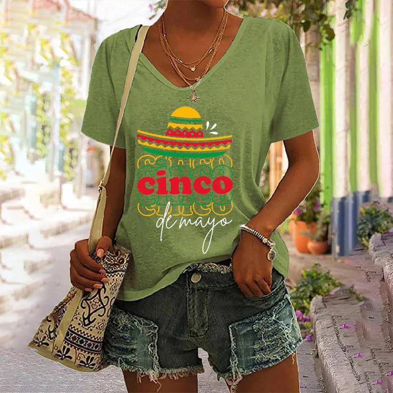 Women's Versatile Short Sleeve Fashion V-Neck Animal Print T-Shirt Casual T-Shirts Women’s
