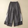 Female Summer Cool Split-Hem Button-Front Wide-Leg Pants Bohemian Casual Wide-Leg Skirt-Pants