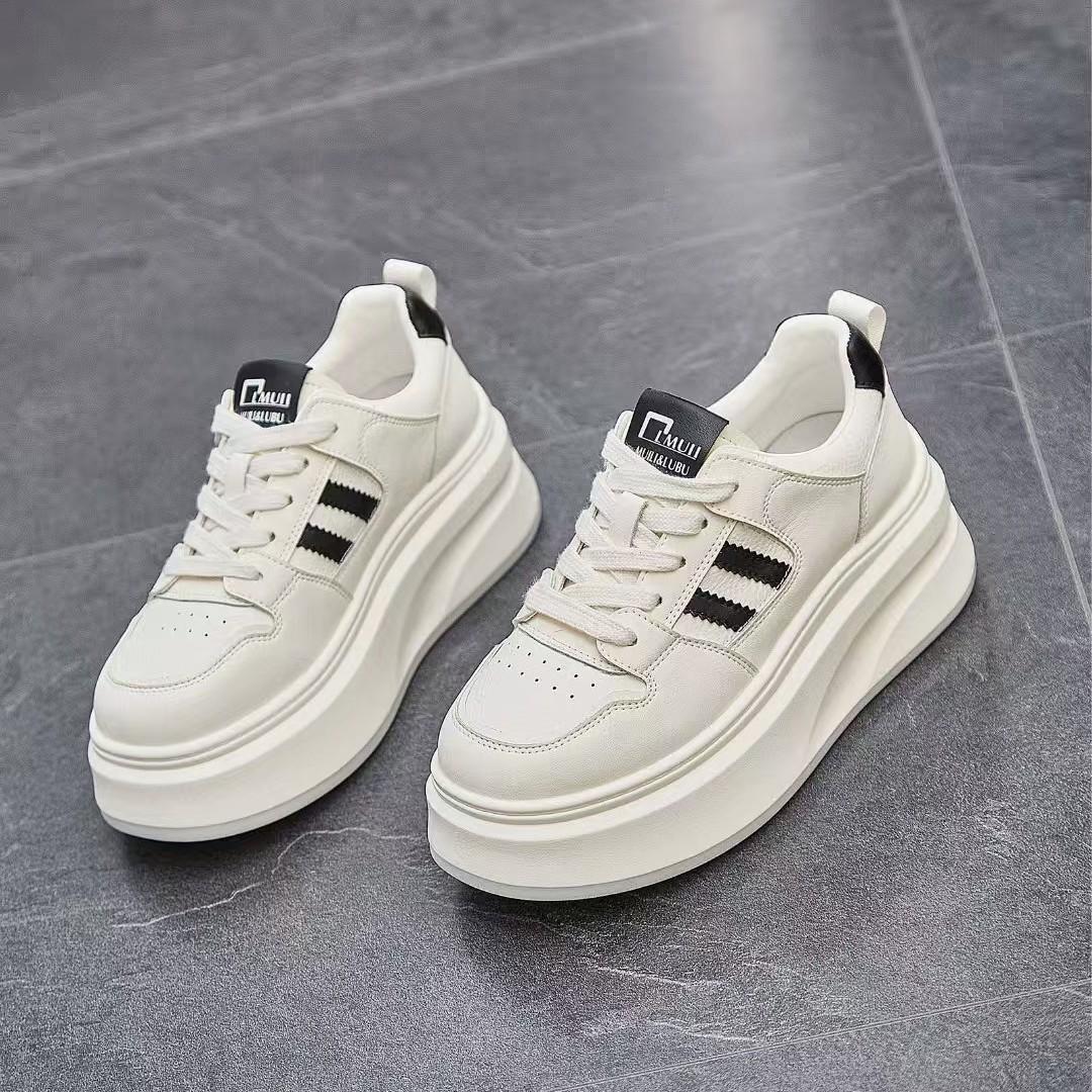 

Leather little white shoes women s board shoes autumn versatile platform sports casual shoes light small height increase single shoes 35