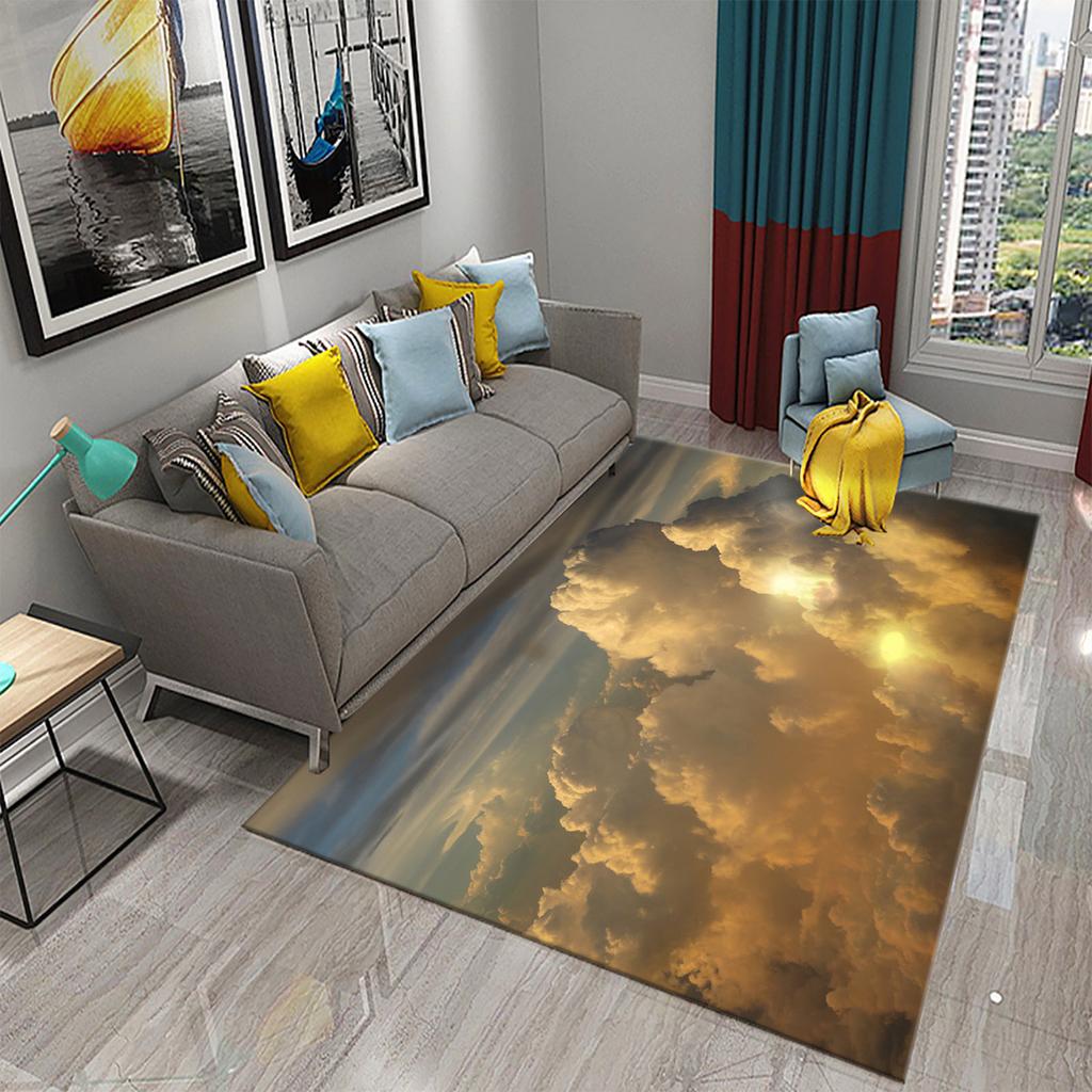Cloud Carpet Blue Sky White Clouds Rainbow Rugs Doormat Anti Slip Floor Carpet Bathroom Kitchen Rugs Bathroom Living Room Decor