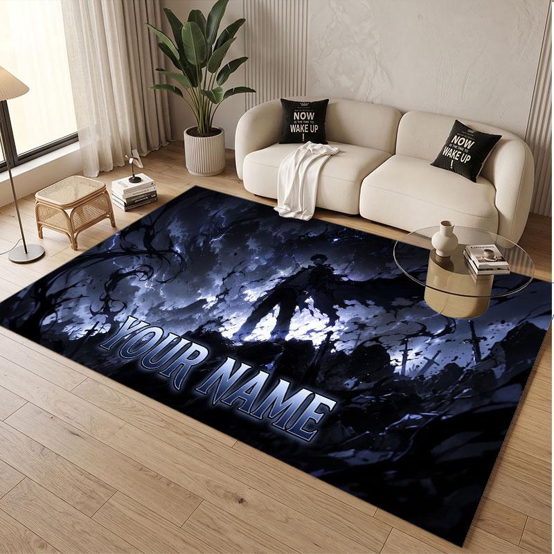 Custom Name Crystal Velvet Rug,Solo Leveling Comfortable Anti Slip Floor Mat For Room Decoration