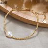 EFFIE QUEEN Elegant 10mm Baroque Freshwater Pearl Charm Bracelet Dainty 925 Sterling Silver Shiny Chain Bracelet Jewelry GPB19
