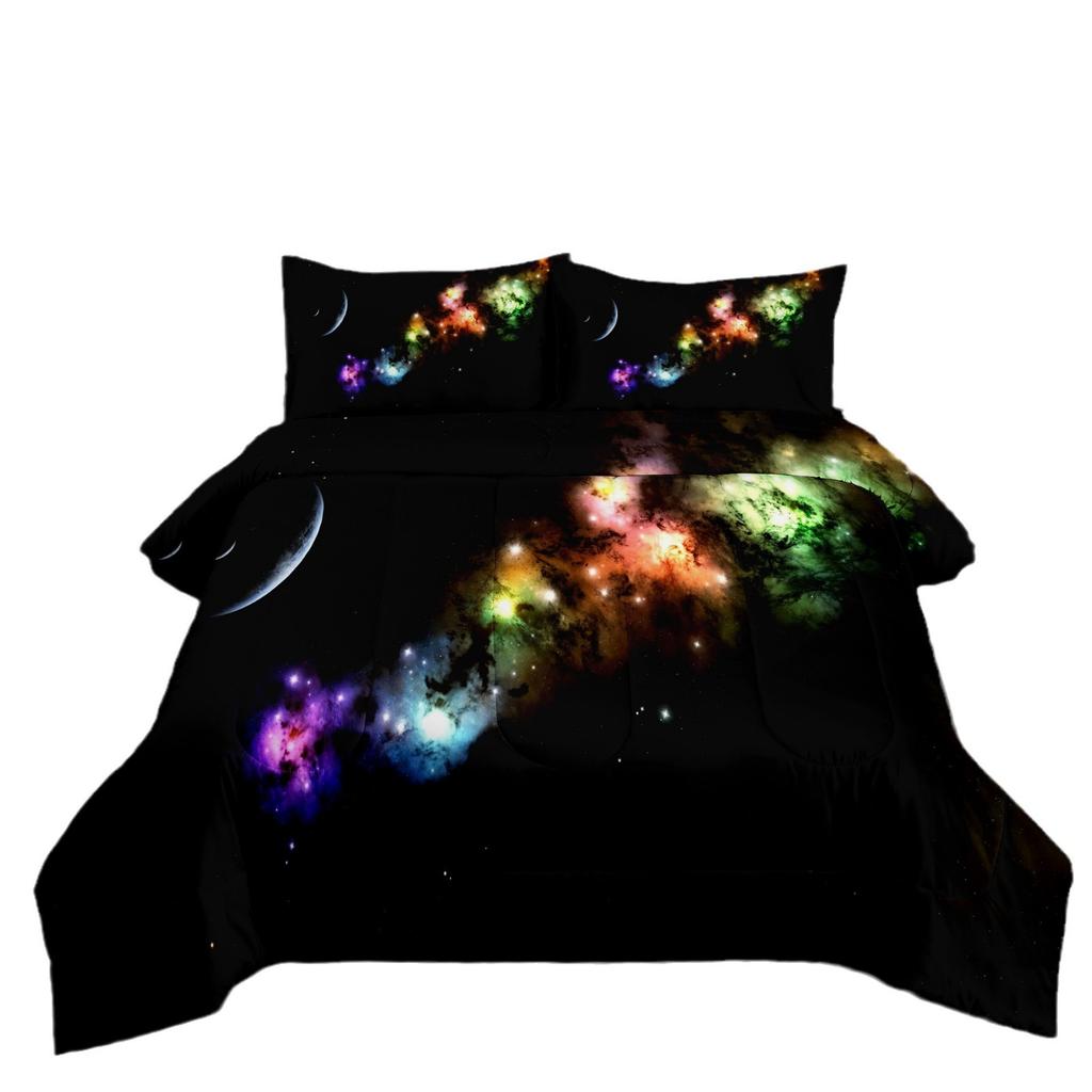 Astronaut Planet Galaxy Fat Quilt Bedding Starry Sky Home Textiles Printed Duvet Cover Three-piece Set