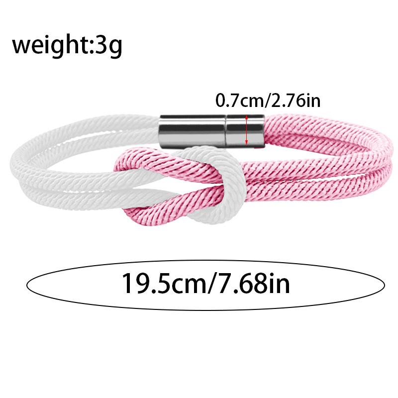 Two Tone Milan Rope Adjustable 8-shaped Knot Bracelet for Couples Creative Stainless Steel Magnetic Buckle Handmade Jewelry
