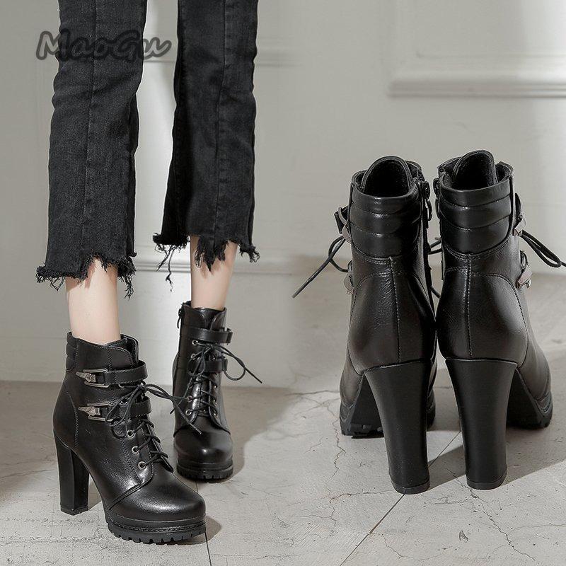 Fashion Winter Women Boots Warm High Heels Ankle Boots for Women Chunky Snow Boots Woman Winter 2025 Elegant Botas Mujer Invierno Black