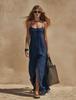 European and American independent station summer new fashion temperament casual split solid color suspender dress women's clothing