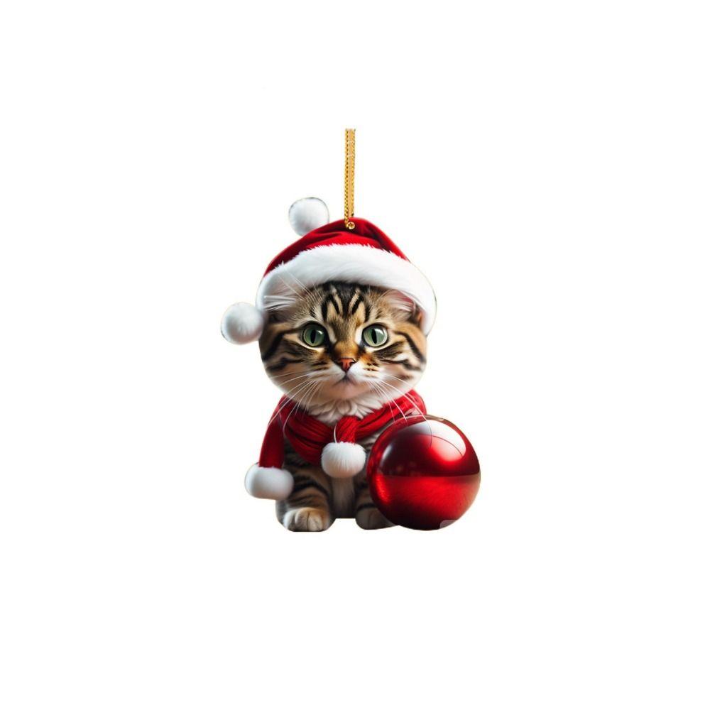 2D Christmas Tree Hanging Pendant Decorative Cat Hanging Decoration  New Year