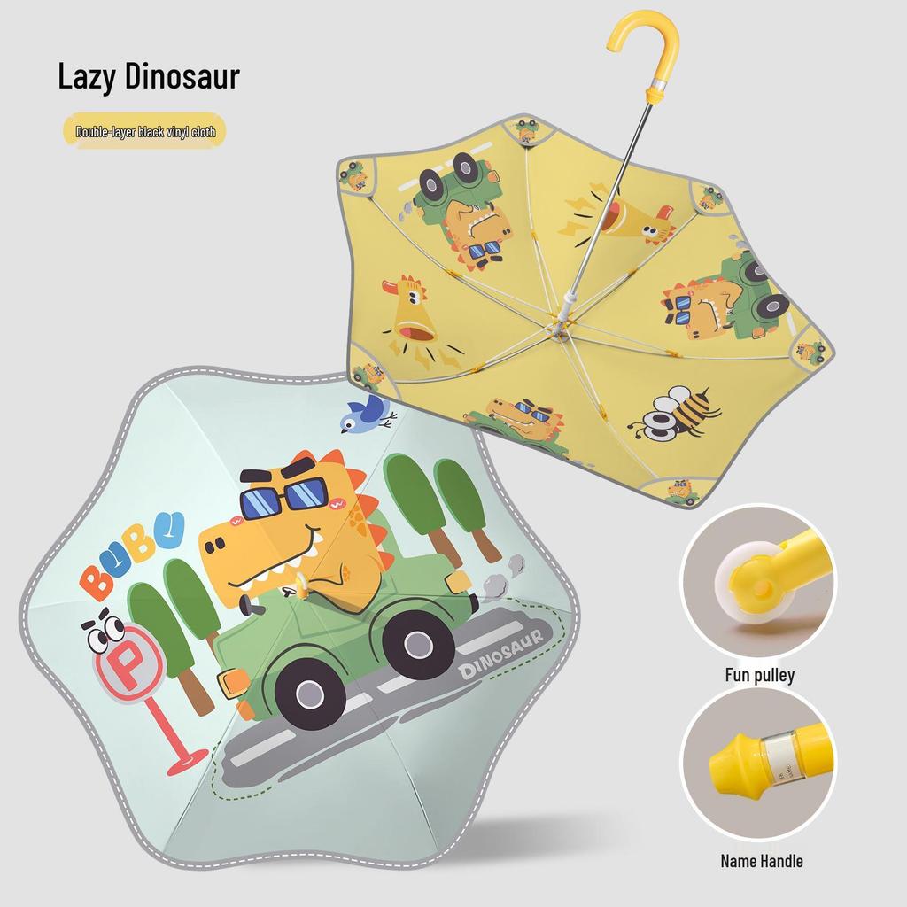 Children's Cartoon Umbrella: Safe, Rounded Corners, Anti-Puncture, Lightweight, Long Handle for Kindergarten & Elementary Boys and Girls.
