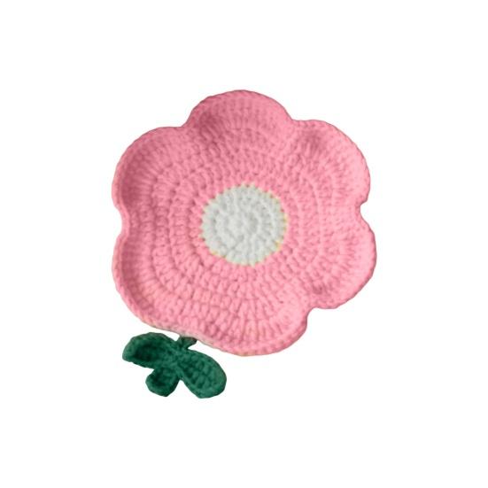 Crochet Flower Coasters, Handmade Knitted Heat Resistant Cup Mats Table Placemats, Decorative Crochet Doilies for Tabletop Protection, Cute Home Decor