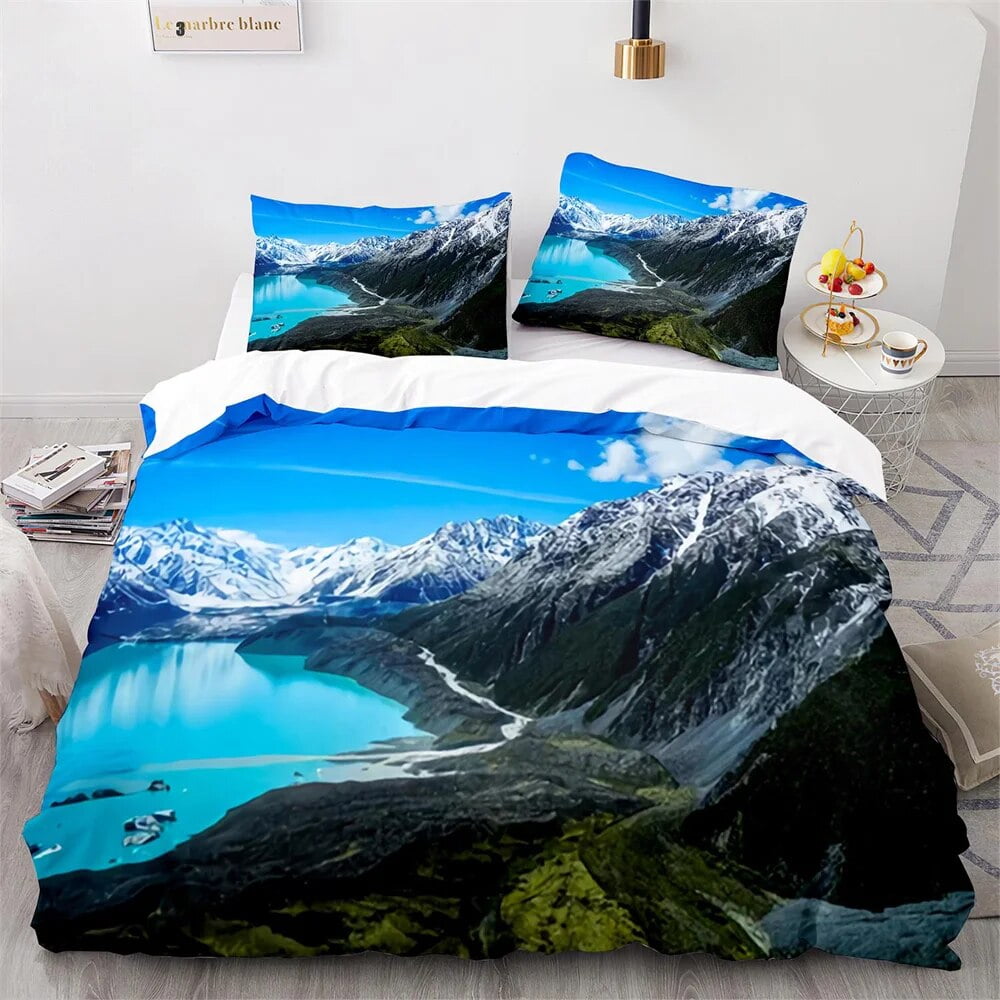 Comforter Snow Mountain Iceberg Northern Antarctic Bedding Set For Kid Boy Girl Rock Stone Queen Size Warm