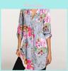 Elegante Bb Dames Bloemenprint V-hals Grote Maten Top Tuniek Voor Alle Seizoenen