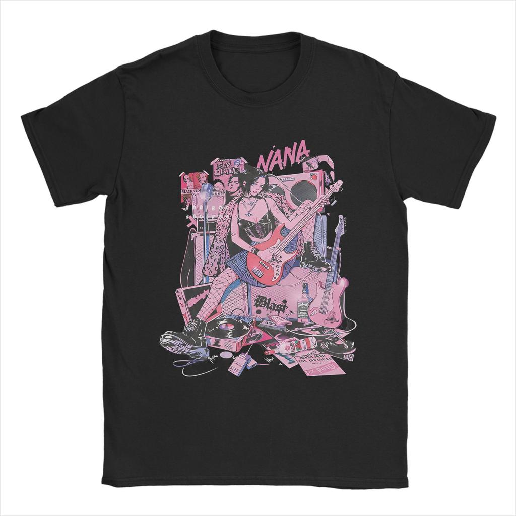 Black Stones Nana Mangaanime T Shirt Men Cotton Tops Casual Osaki Anime Kawaii Cartoon Round Neck Short Sleeve
