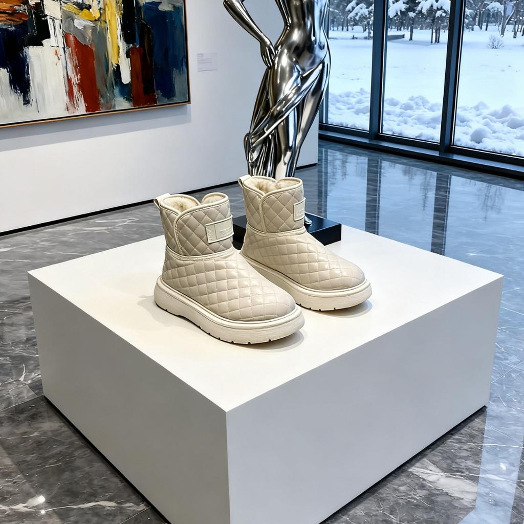 2025 Winter New Fashion Winter Lamb Wool Large Cotton Shoes Piled Thickened Women's Snow Boots Warm Women's Casual Shoes