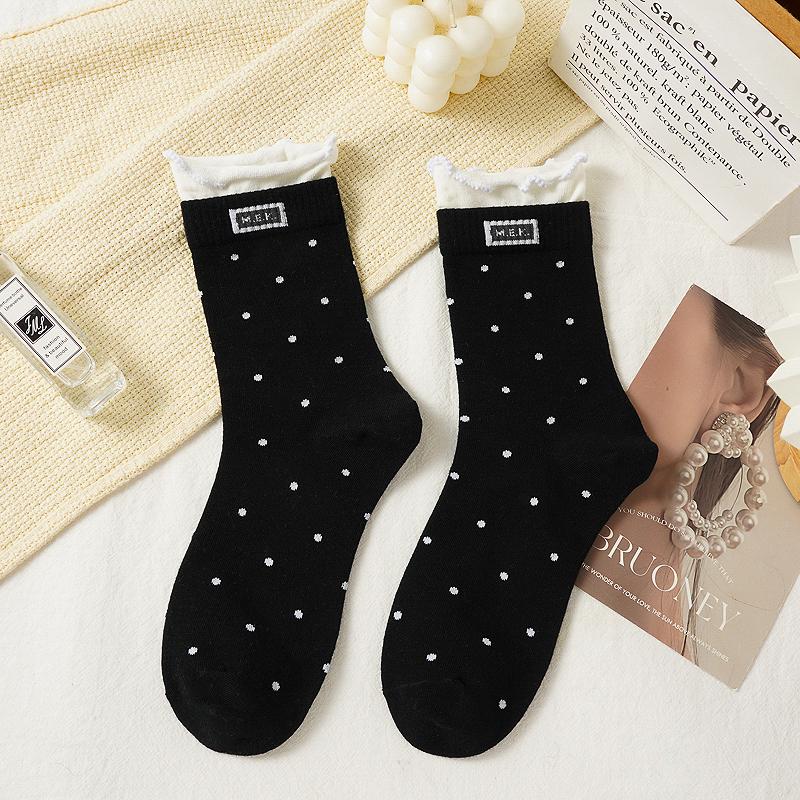 5 пар женских носков в горошек, ретро, уличная одежда Харадзюку, хлопковые носки до щиколотки, женские, для девушек, модные, мягкие, удобные, милые носки 1 Pair