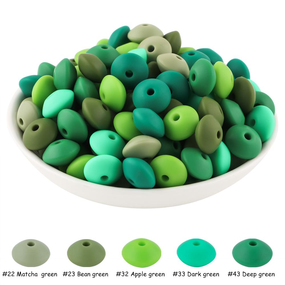 New 50pcs/lot Silicone Lentil Silicone Beads 12mm Jewelry Making Lentil Beads DIY Necklace Bracelets Jewelry Accessories