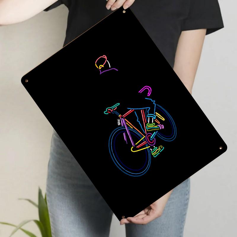 

Colorful Bicycle Rider Neon Effect Metal Wall Art Decorative Hanging Ornament 20x30cm（7.8x11.8inch）