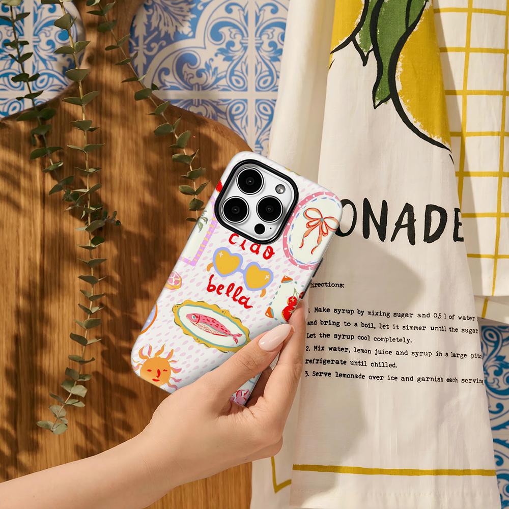 Ciao Bella Italian Motifs Phone Case for IPhone 17AIR 16E 16 15 14 13 12 11 17 Pro Max Plus Double-layer Back Cover