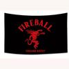 Fireball Kaneelwhisky Polyester Vlag Platte Print Perfect voor Mannengrot Slaapkamer Buitenfeest Ideaal Cadeau voor Mannen Vrouwen